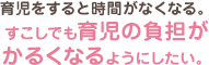 育児をすると時間がなくなる。すこしでも育児の負担がかるくなるようにしたい。
