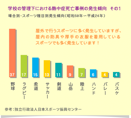 学校の管理下における熱中症死亡事例の発生傾向　その1