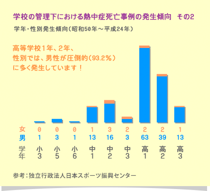 学校の管理下における熱中症死亡事例の発生傾向　その2